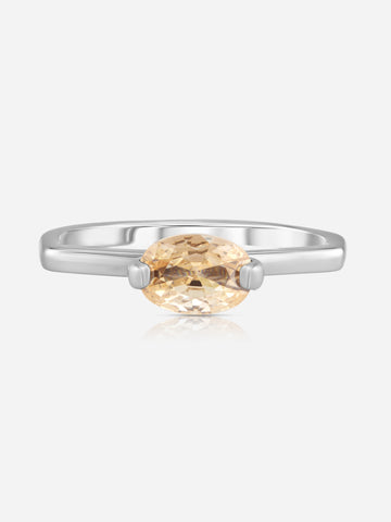 Geometric Champagne Solitaire Ring
