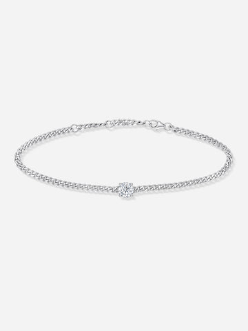 Moissanite Solitaire Curb Chain Bracelet
