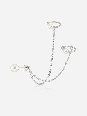 Pearl & Chain Cuff Earring
