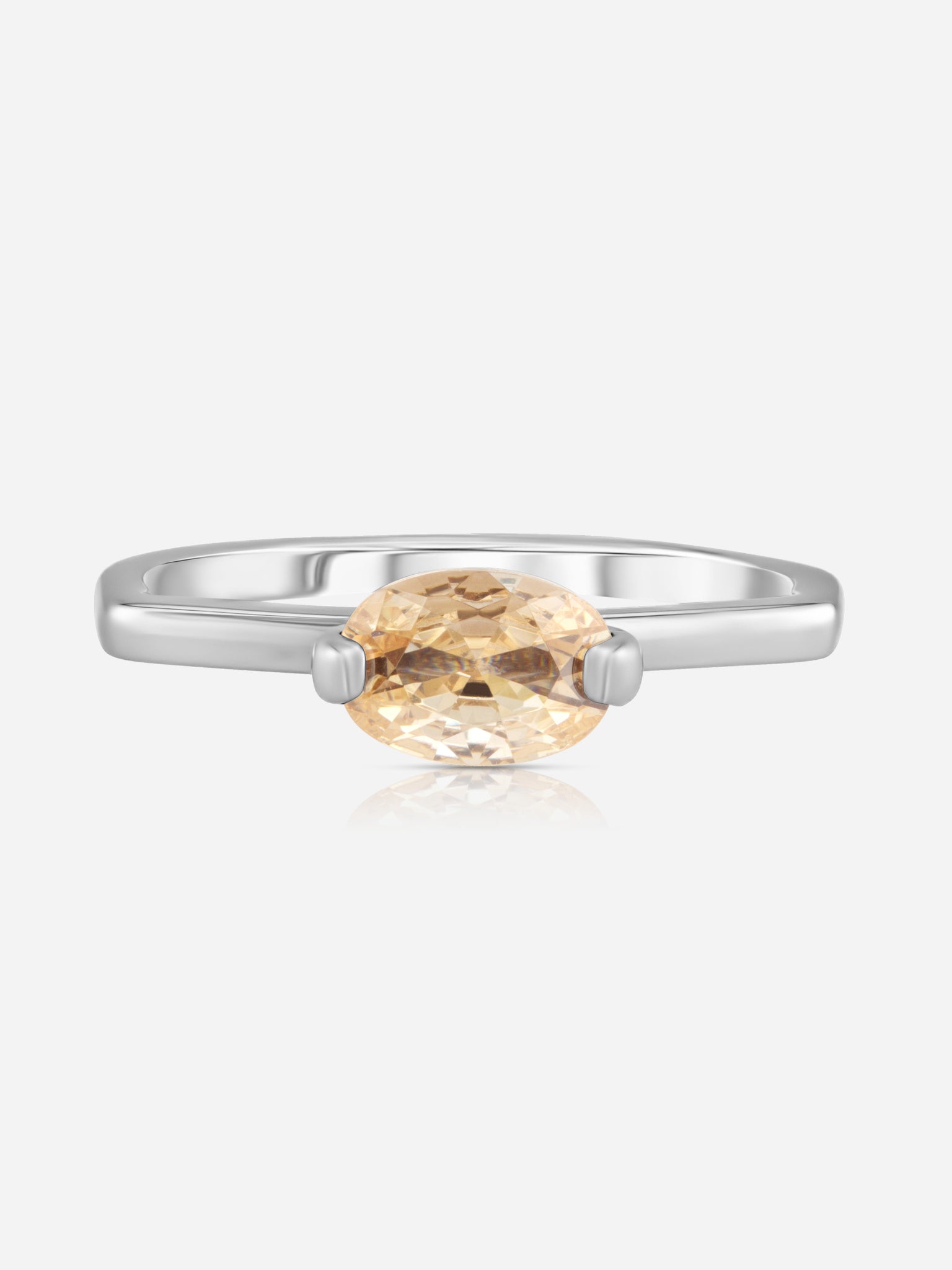 Geometric Champagne Solitaire Ring
