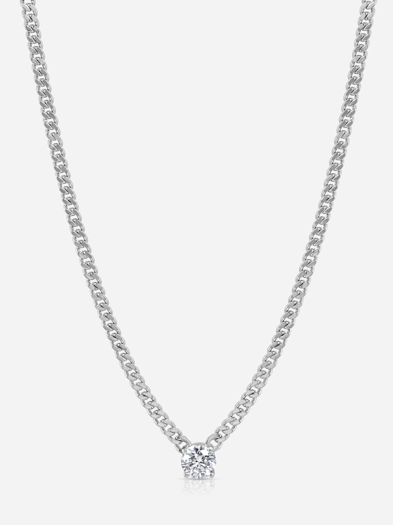 Moissanite Solitaire Curb Chain Necklace