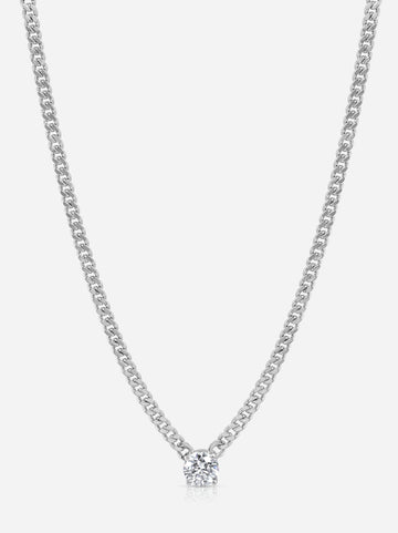 Moissanite Solitaire Curb Chain Necklace