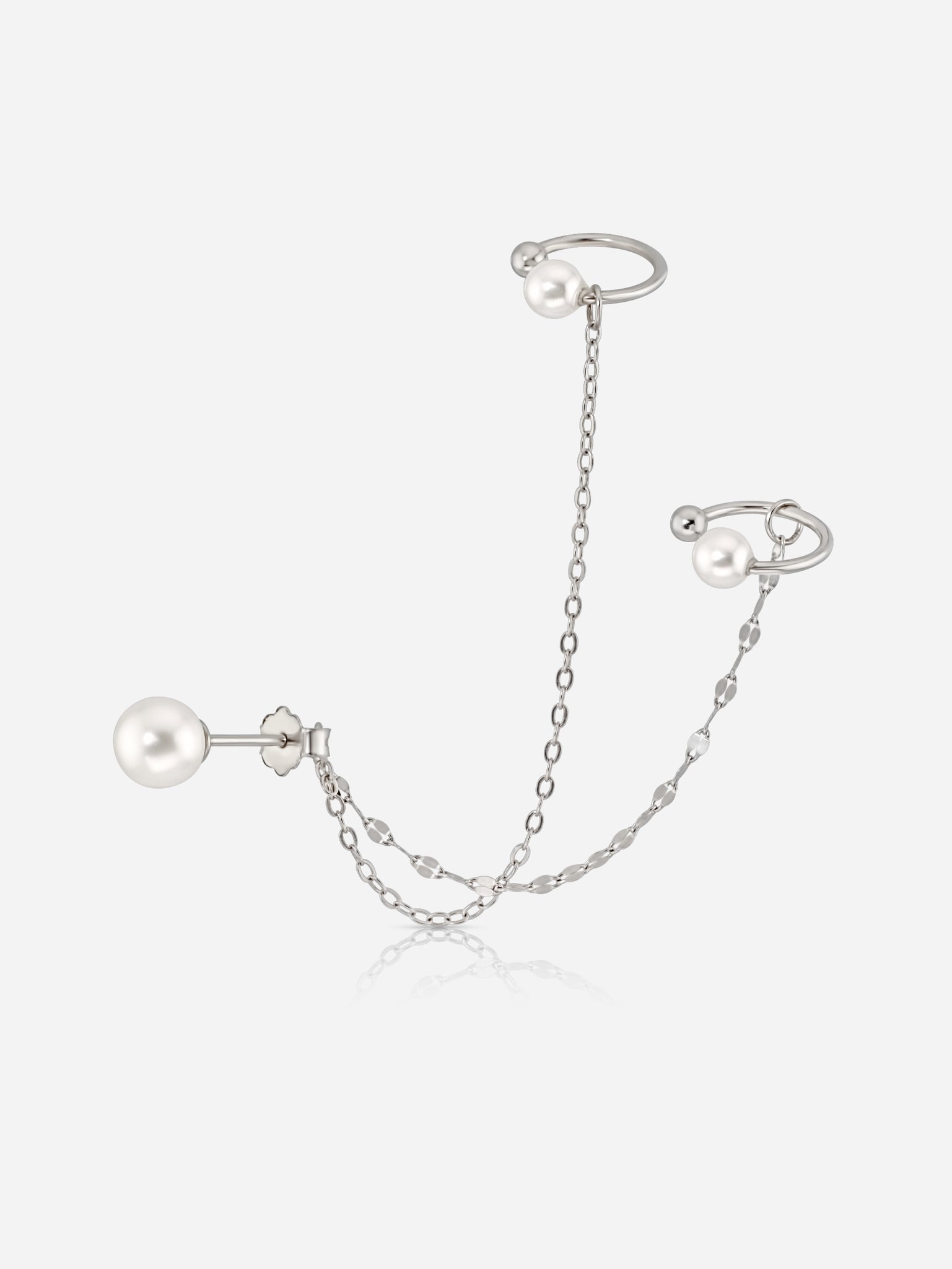 Pearl & Chain Cuff Earring