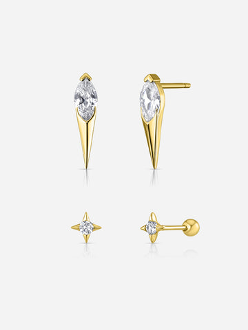 Sculptural Spike Duo - Gold