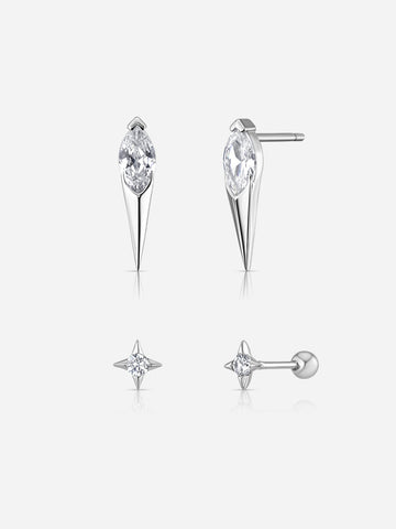 Sculptural Spike Duo - Silver