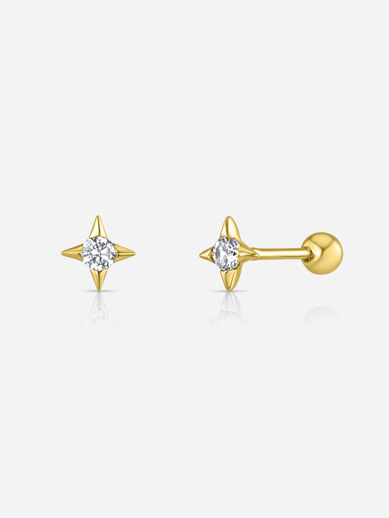 Spike Star Barbell Studs - Gold