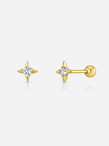 Spike Star Barbell Studs - Gold
