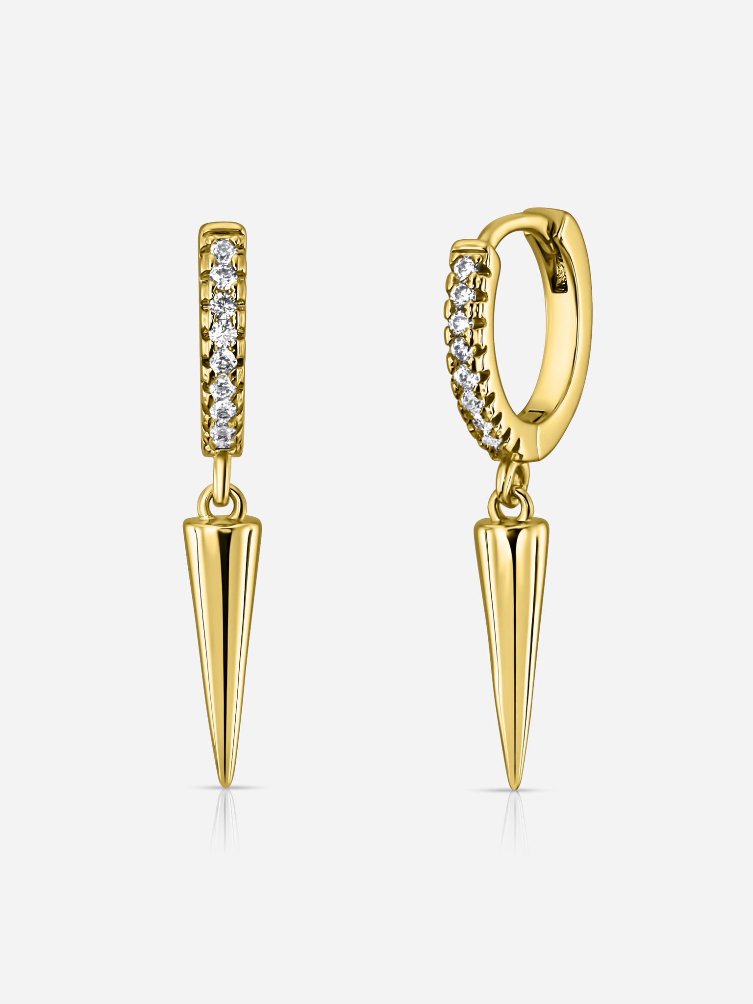 Spike Drop Pavé Huggies - Gold
