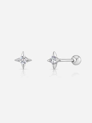 Spike Star Barbell Studs - Silver