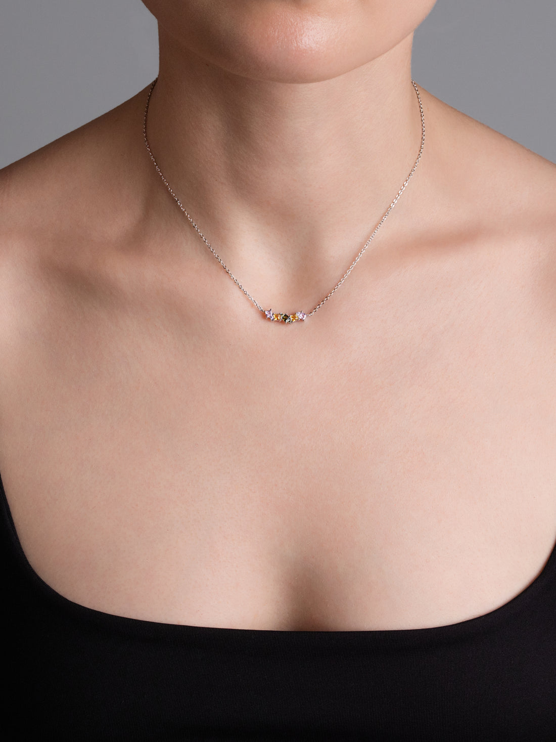 Dainty Coloured Cluster Necklace