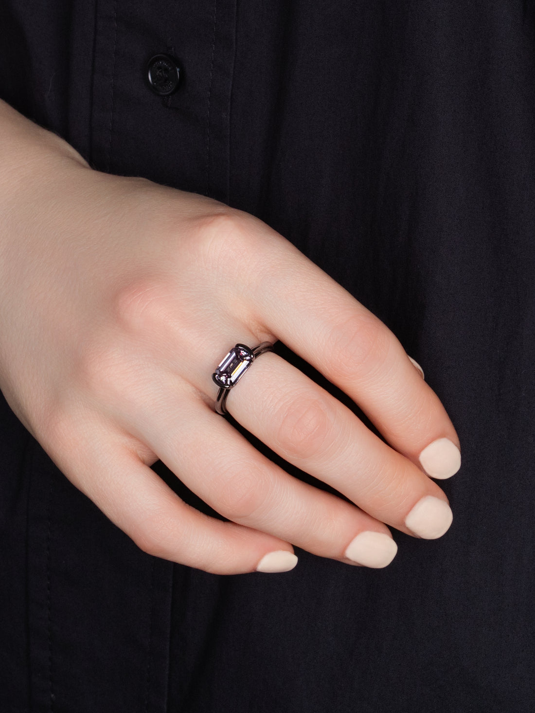 Black East West Half Bezel Ring