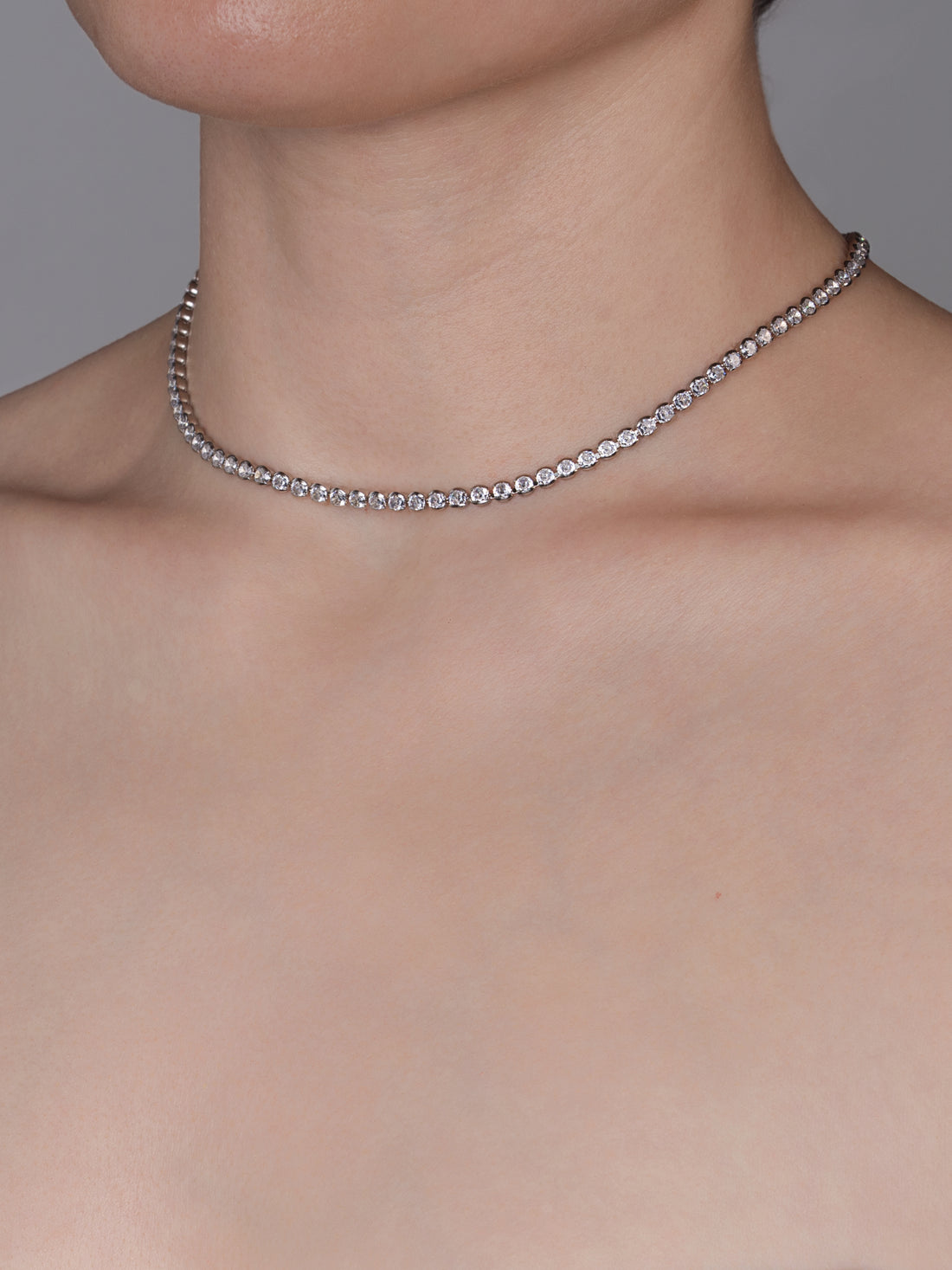 Half Bezel Tennis Necklace