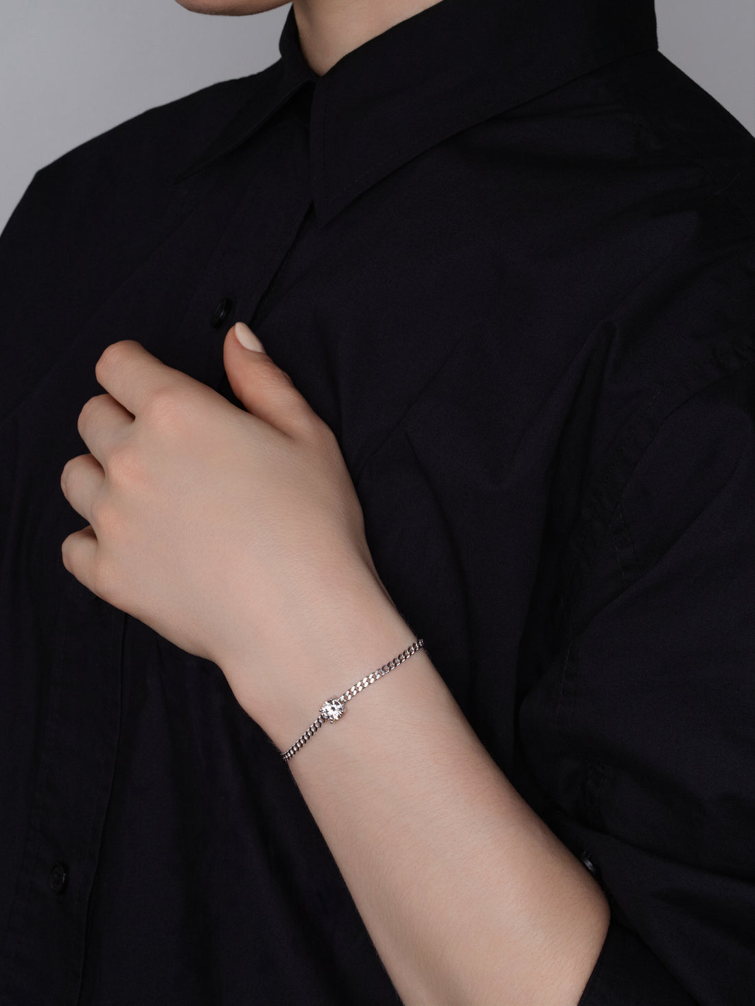 Moissanite Solitaire Curb Chain Bracelet