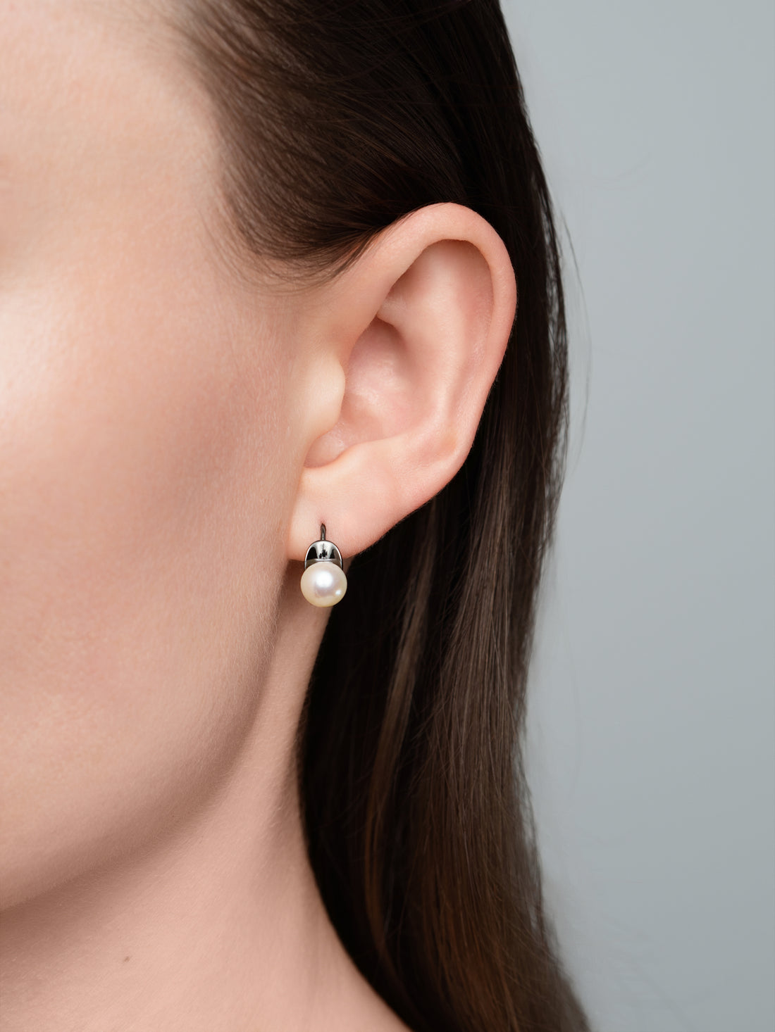 Pearl Hoops in Black Metal